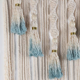 Woven Handmade Macrame Wall Art with Light Blue Tassle